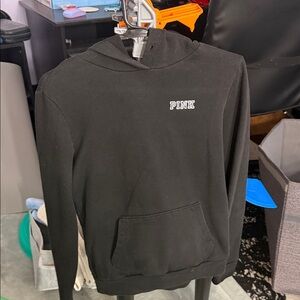 PINK Victoria's Secret Black Pullover Hoodie with Small Chest Logo